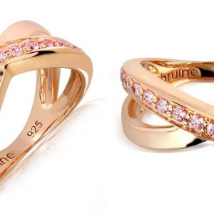 แหวนไขว้ฝัง Pink CZ 0.62 กะรัต